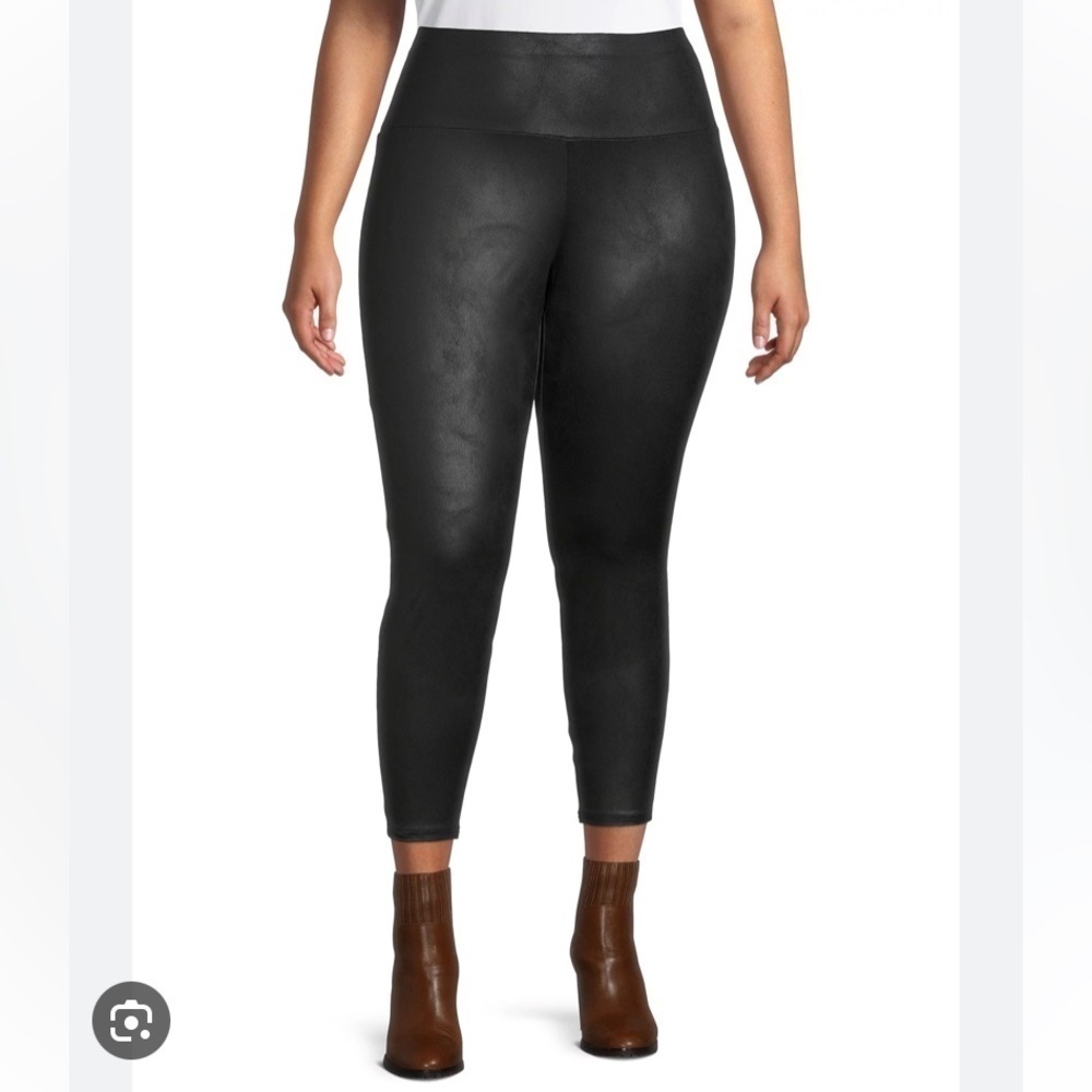 Tetra & Sky women pants leggings black faux leather women 2X casual festival Y2K